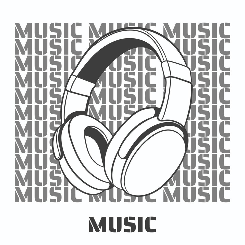 Headphone music vector