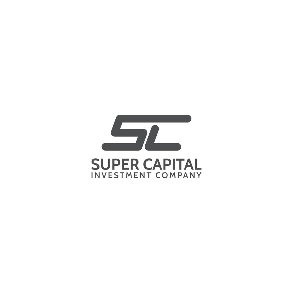 abstract initial letter S and C logo in grey color isolated in white background applied for capital investment company logo also suitable for the brands or companies that have initial name SC or CS vector