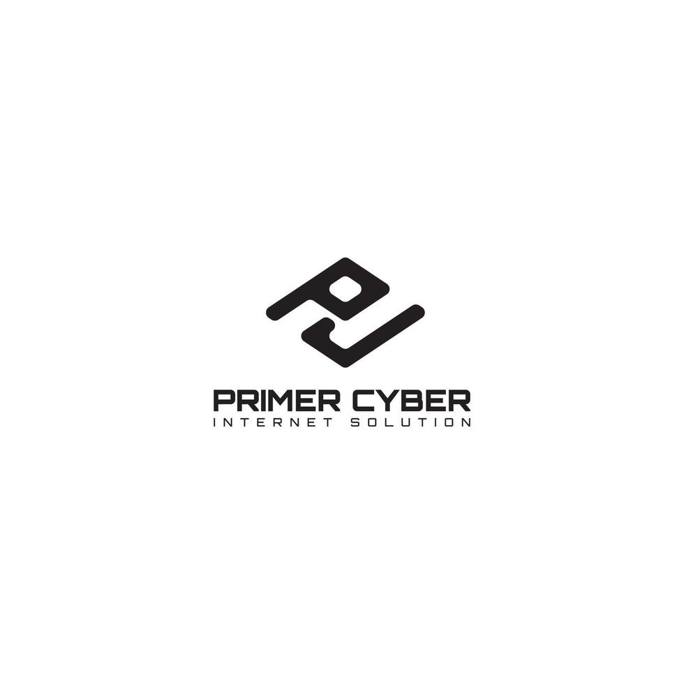 abstract initial letter P and C logo in black color isolated in white background applied for internet solution logo design also suitable for the brands or companies that have initial name PC or CP vector