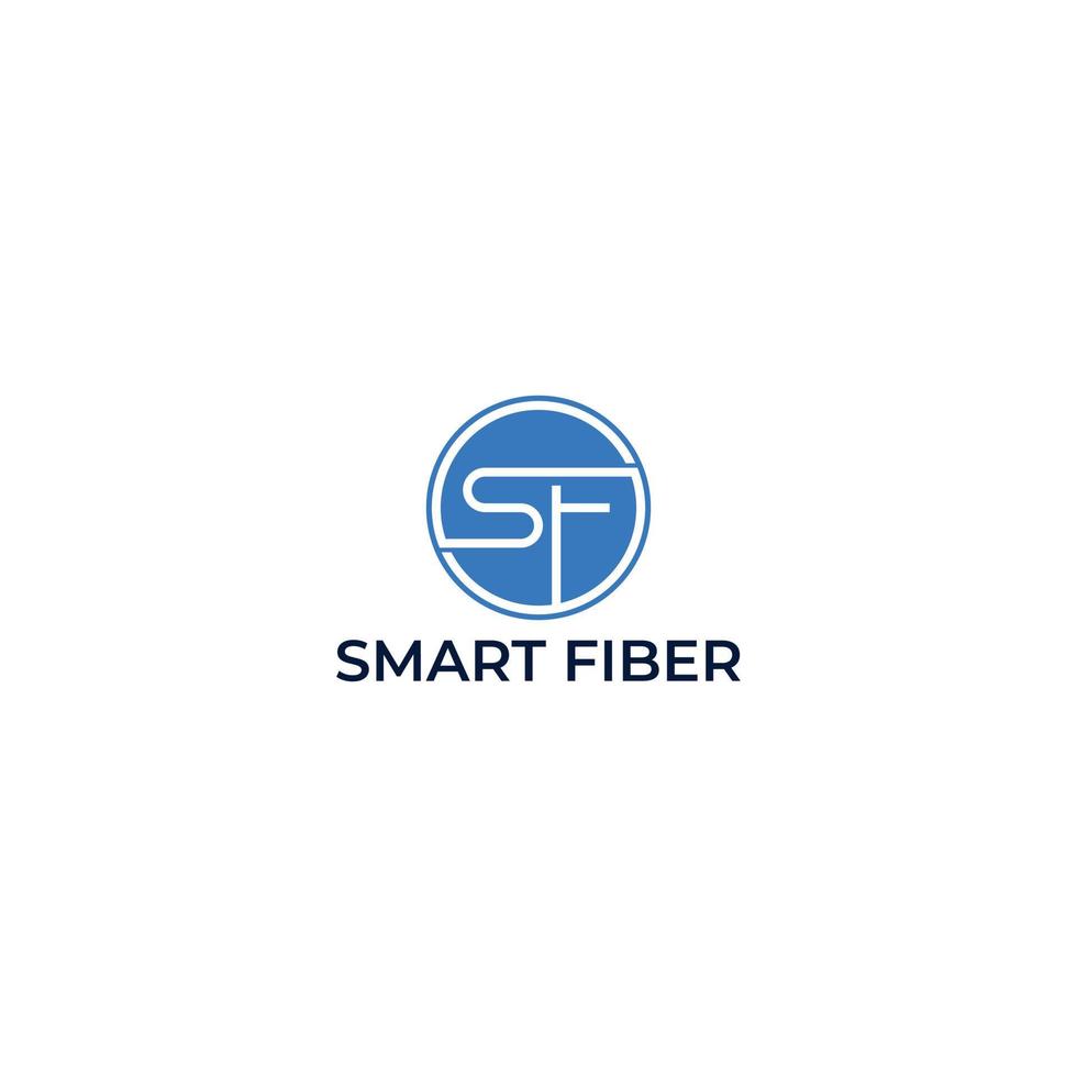 abstract initial letter S and F logo in blue color isolated in white background applied for internet provider logo also suitable for the brands or companies that have initial name SF or FS vector