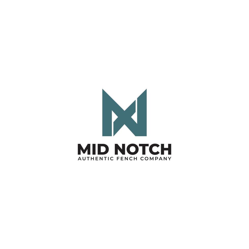 abstract initial letter M and N logo in blue color isolated in white background applied for custom deck and fence company logo also suitable for the brands or companies that have initial name MN or NM vector