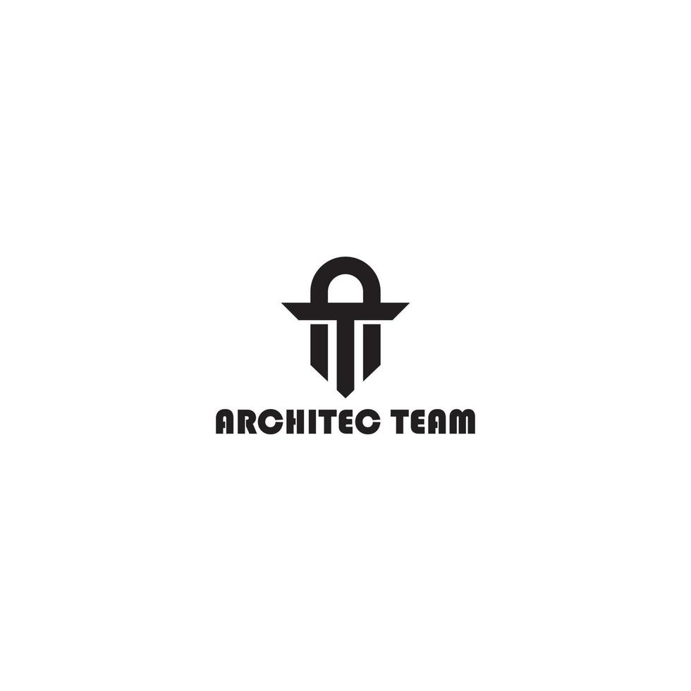 abstract initial letter A and T in black color isolated in white background applied for architectural firm logo also suitable for the brands or companies that have initial name AT or TA vector