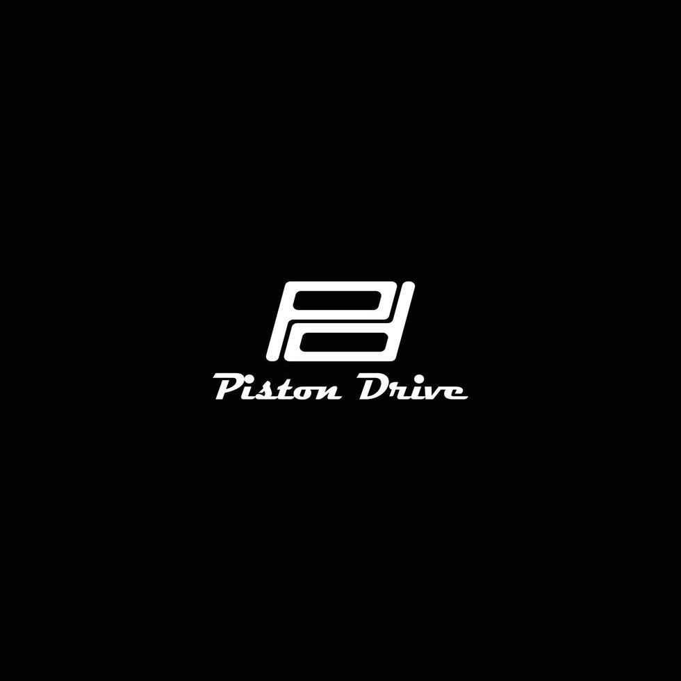 abstract initial letter P and D in white color isolated in black background applied for automotive logo design also suitable for the brands or companies that have initial name PD or DP vector