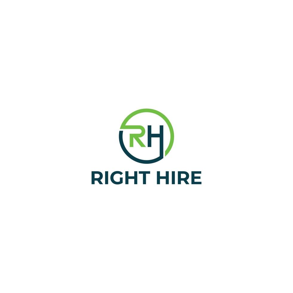 abstract initial letter R and H logo in blue and green color isolated in white background applied for virtual assistant scaling company logo vector