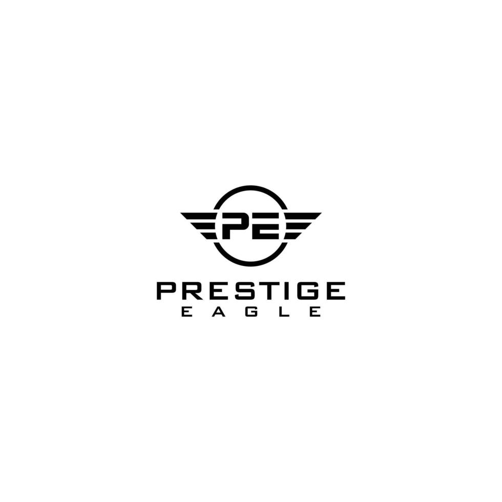 abstract initial letter P and E in black color isolated in white background applied for car rental company logo also suitable for the brands or companies that have initial name PE or EP vector
