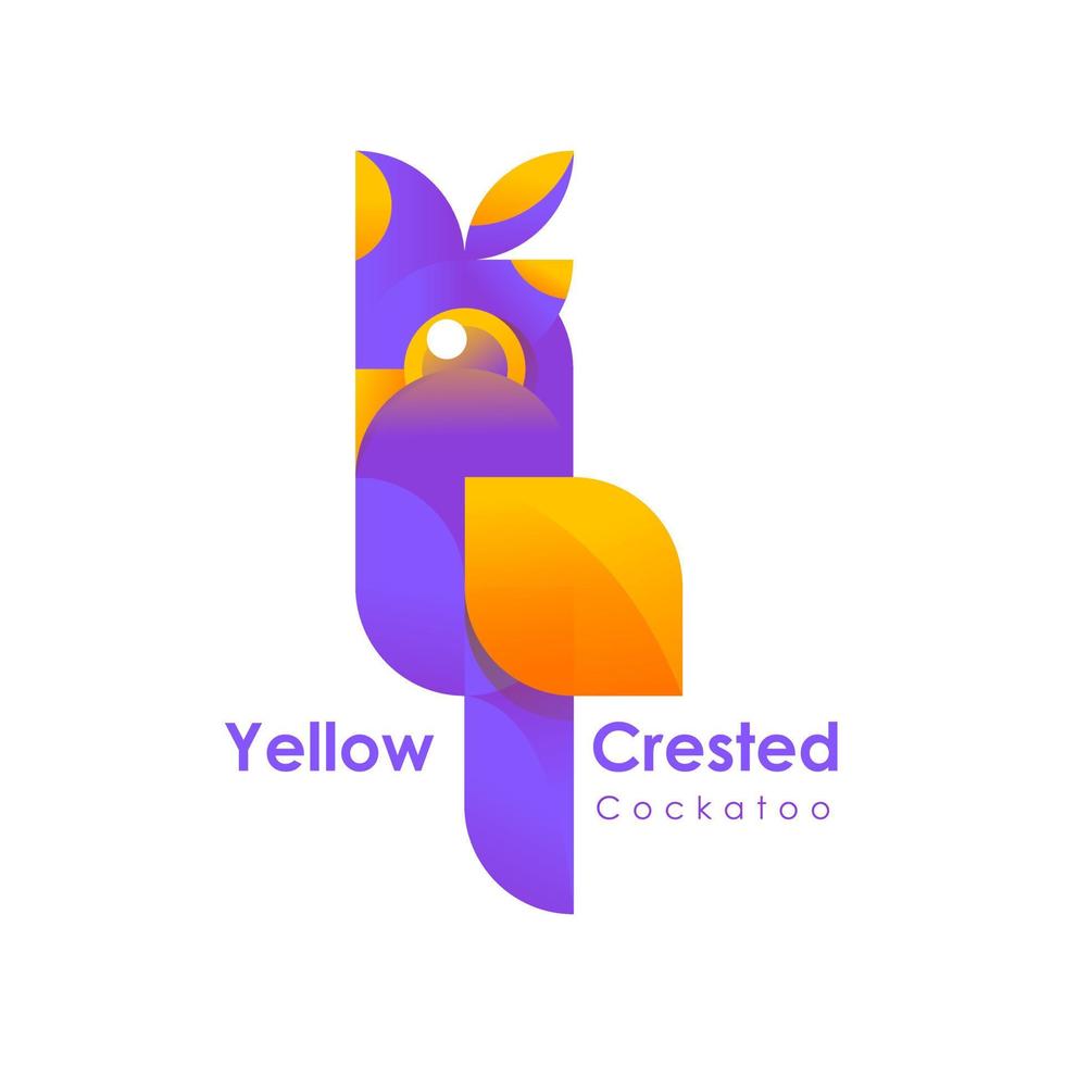 logotipo de pájaro métrico cacatúa de cresta amarilla vector
