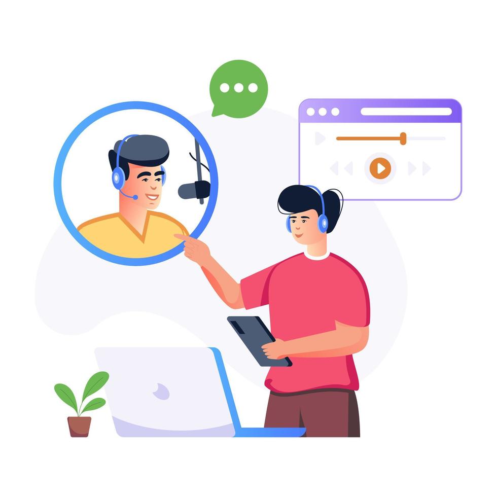 Get hold of this online streaming flat illustration vector