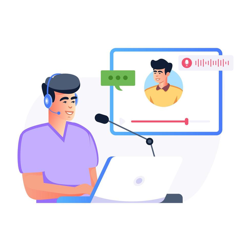 An illustration of podcast conversation in flat style vector