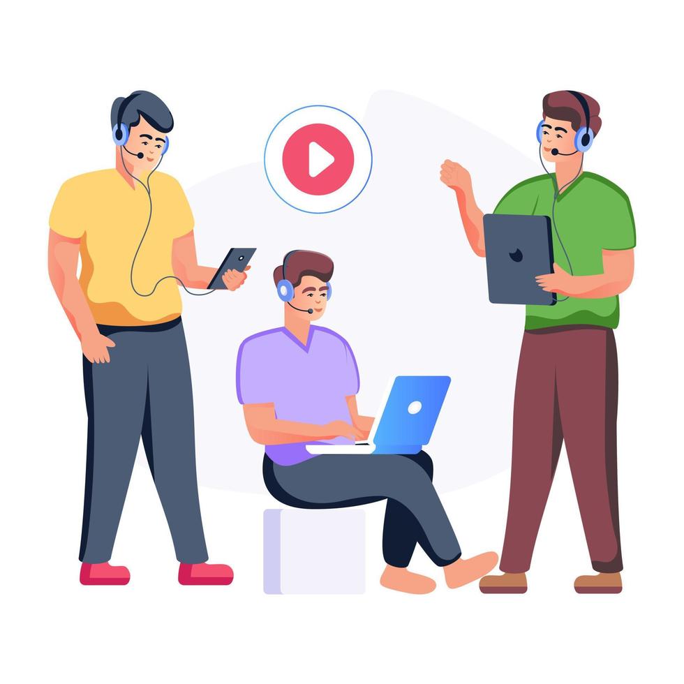 An editable flat illustration of listeners 8109706 Vector Art at Vecteezy