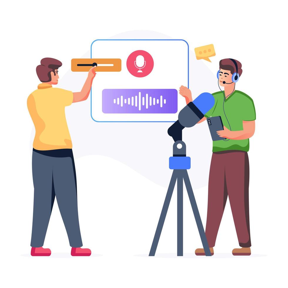 Premium flat illustration of podcast recording vector