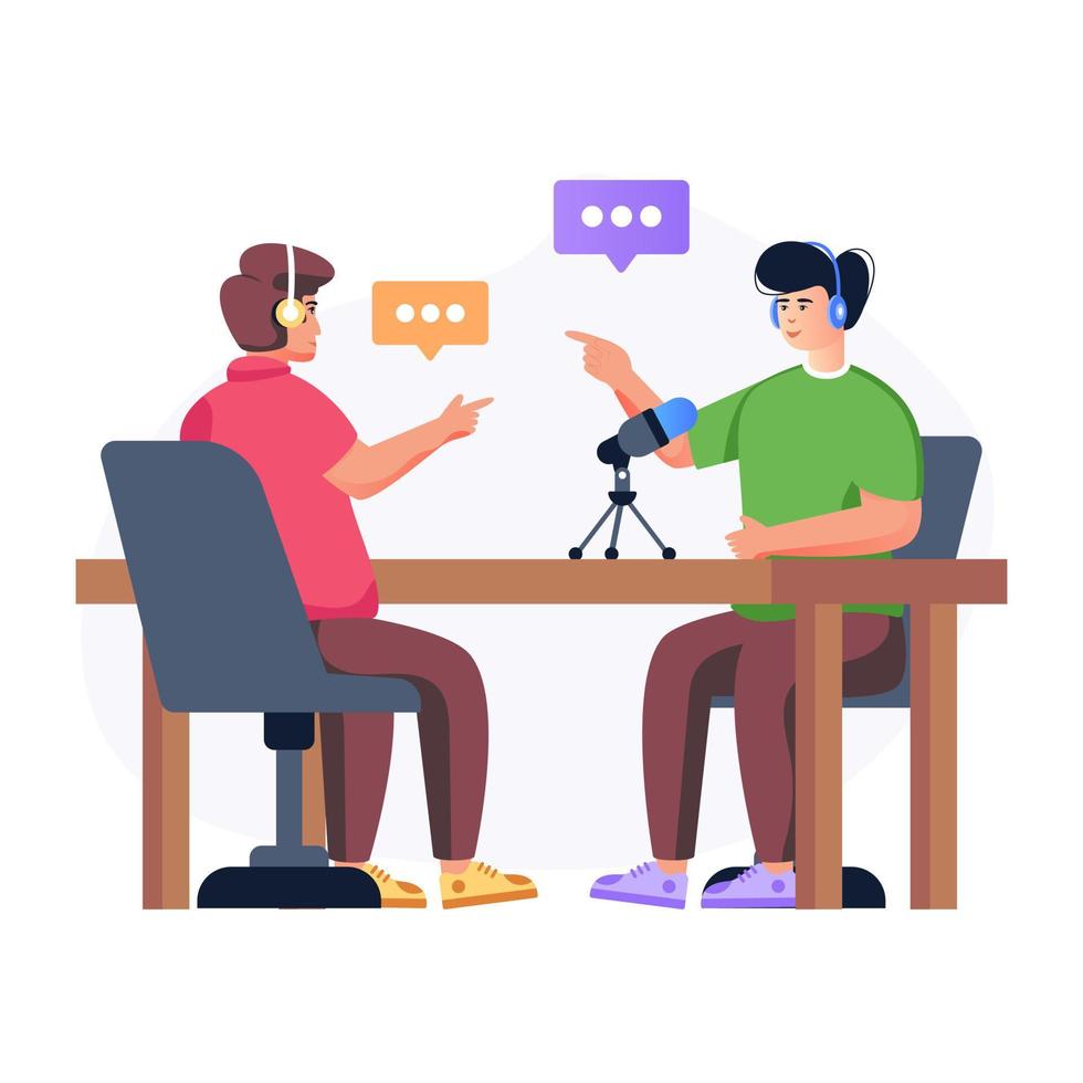 Easy to use flat illustration of podcast interview vector