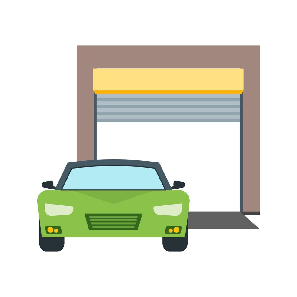 Car infront of Garage Line Icon vector