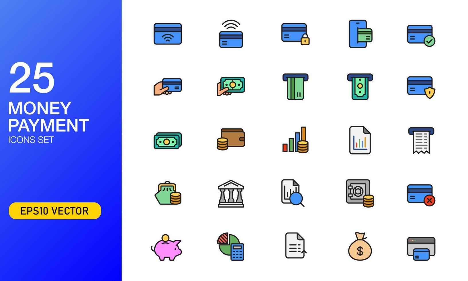 Money and online payment icon in fill outlined style. Suitable for design element of digital banking, online payment, and business finance app icon set. vector