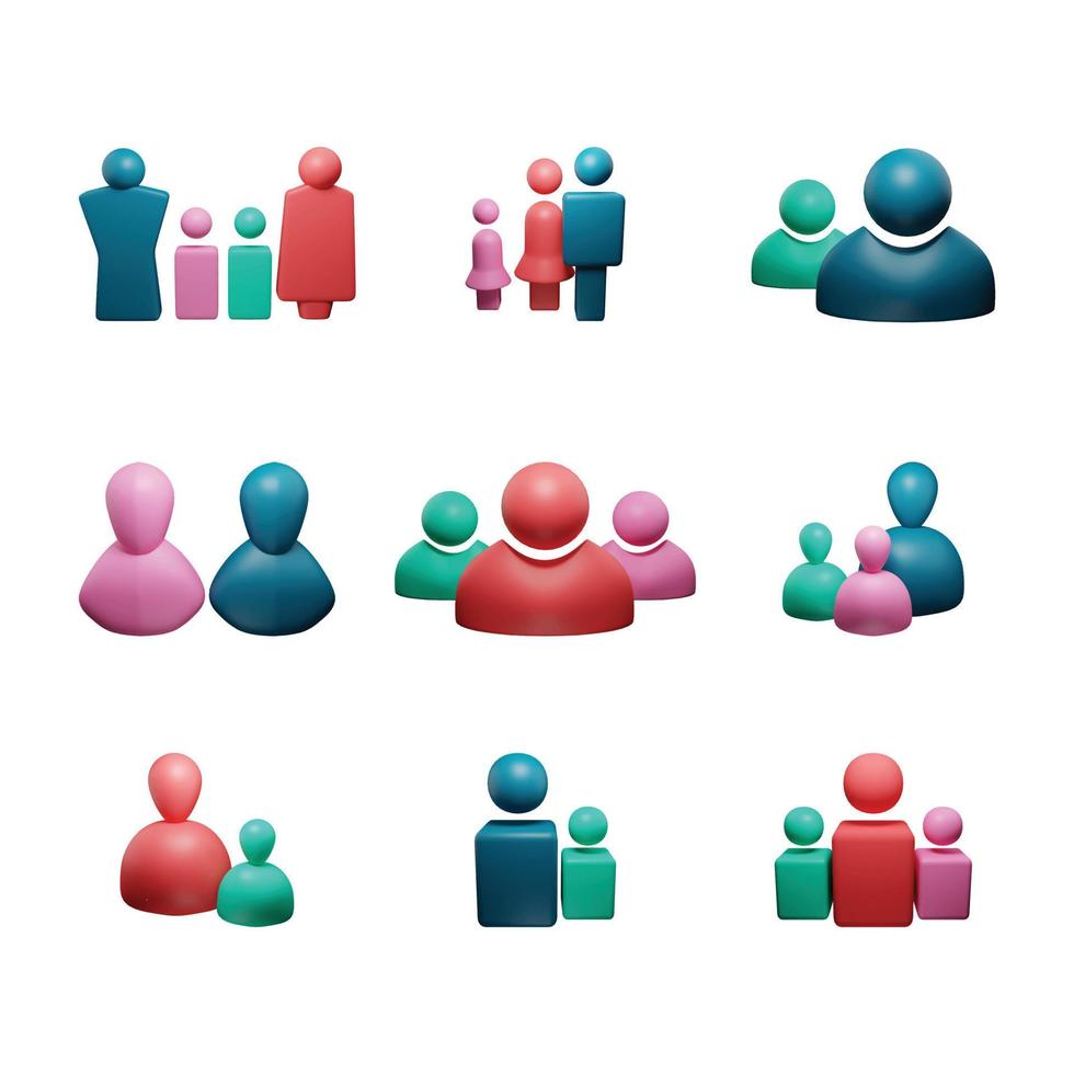 3d Family Icon Set in Business style vector
