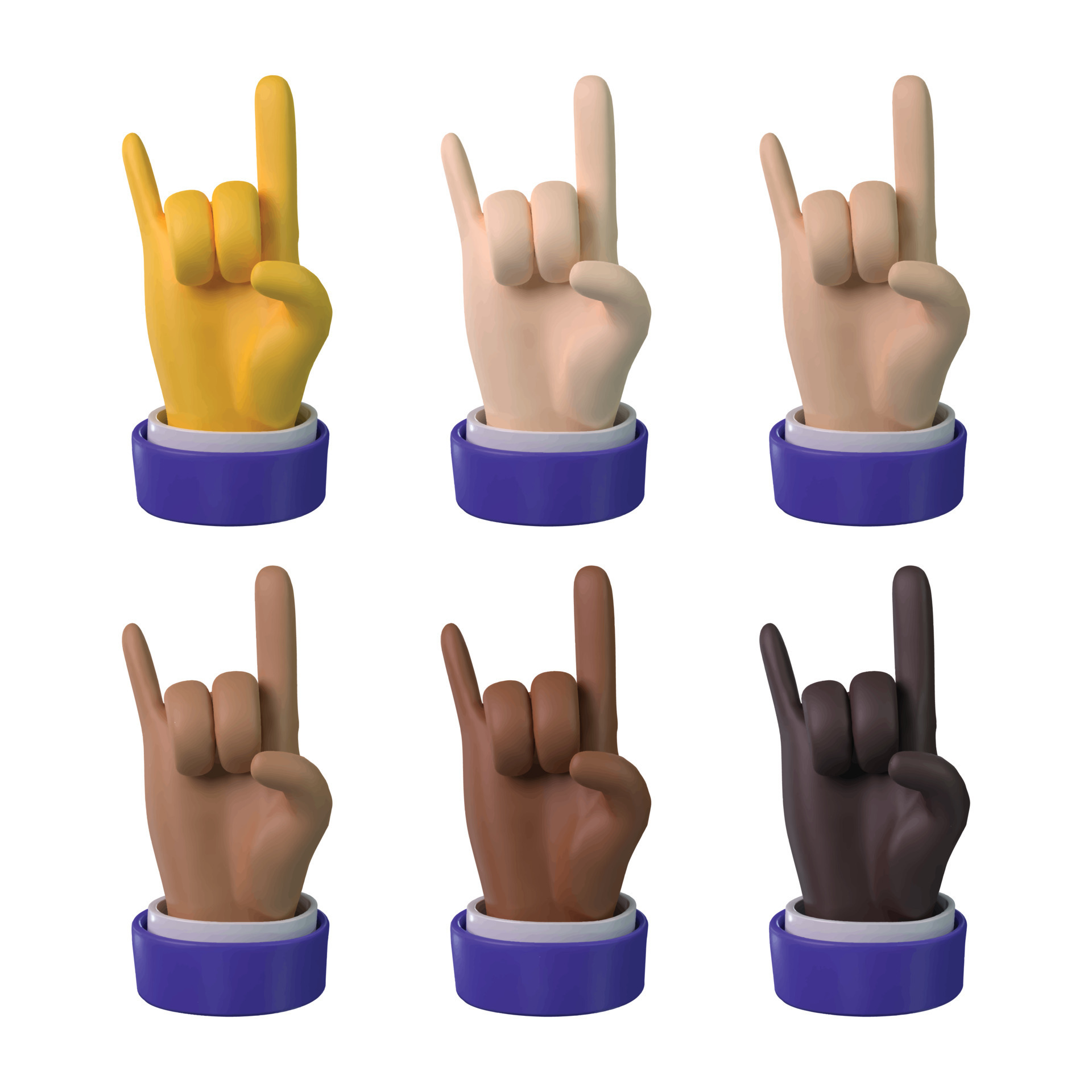Sign of the horns rock on hand emoji set of various skin tones 8110711