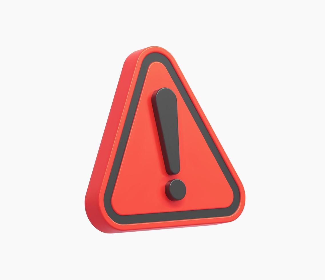 3d Realistic Red triangle warning sign vector illustration.