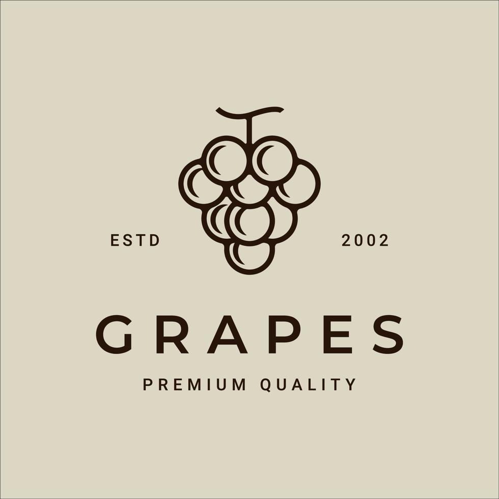 grapes logo line art vintage vector illustration template icon graphic design. organic fruit sign or symbol for farm product and food or drink company