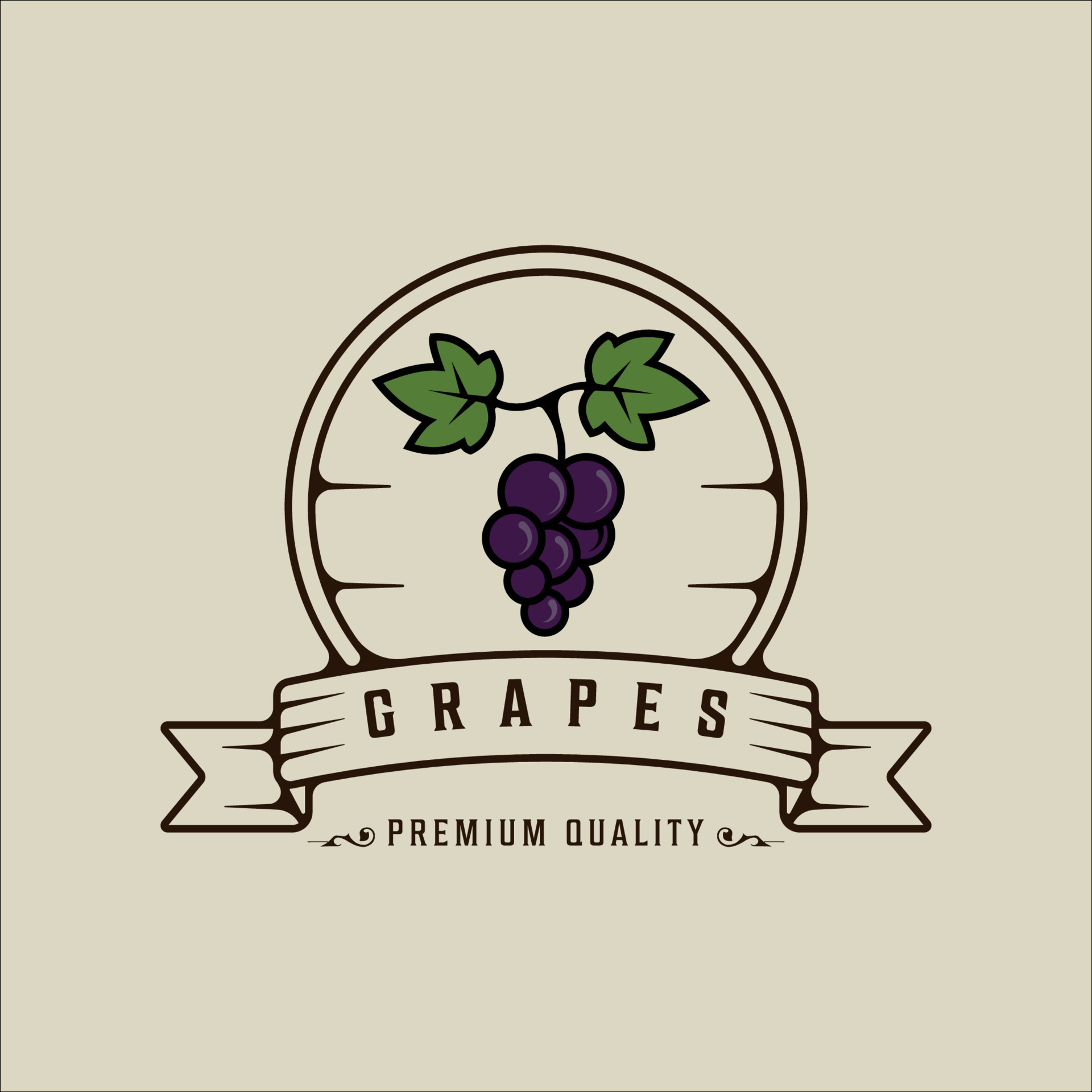 uvas logo línea arte vintage vector ilustración plantilla icono diseño gráfico. signo o símbolo