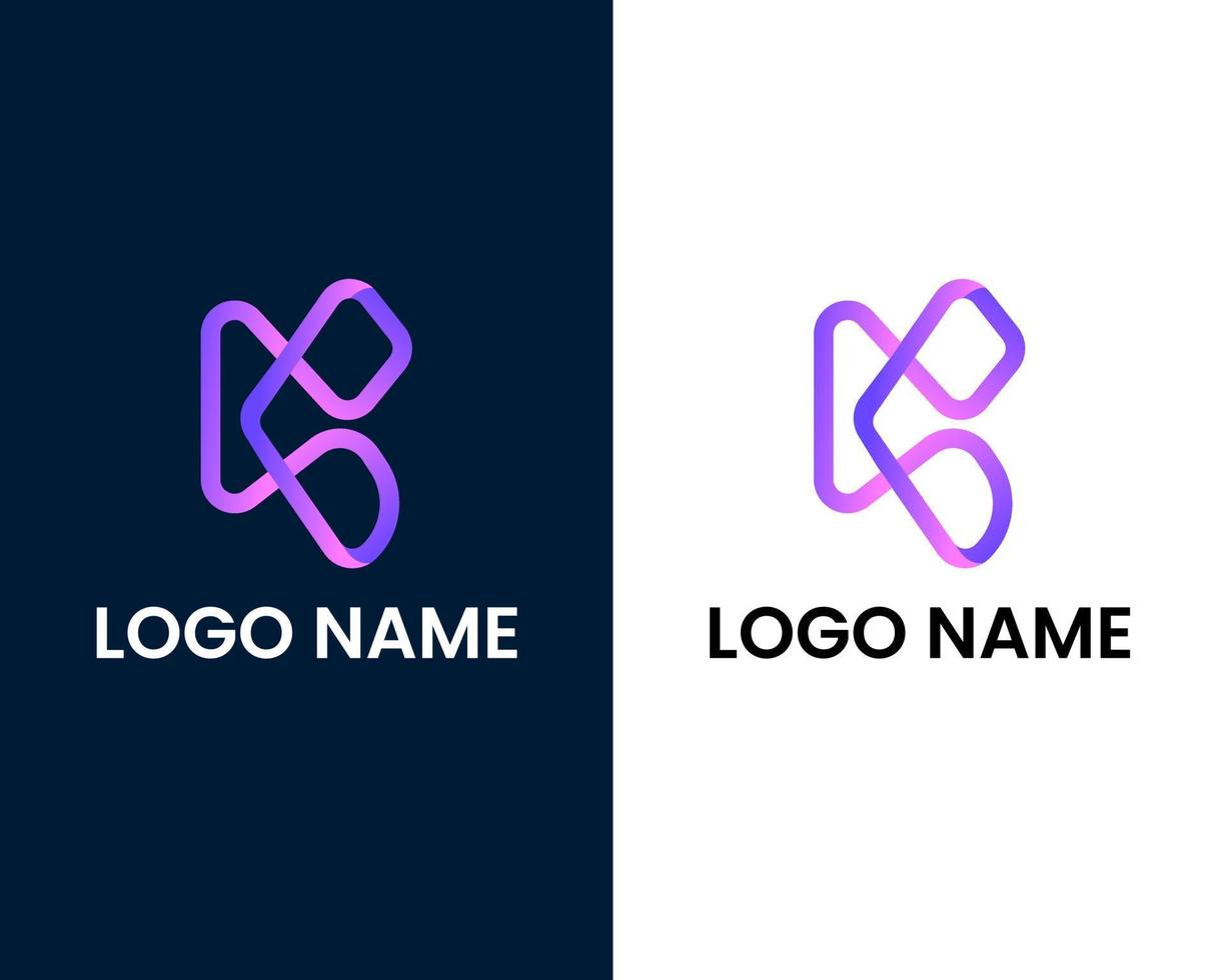 plantilla de diseño de logotipo moderno de letra k y b vector