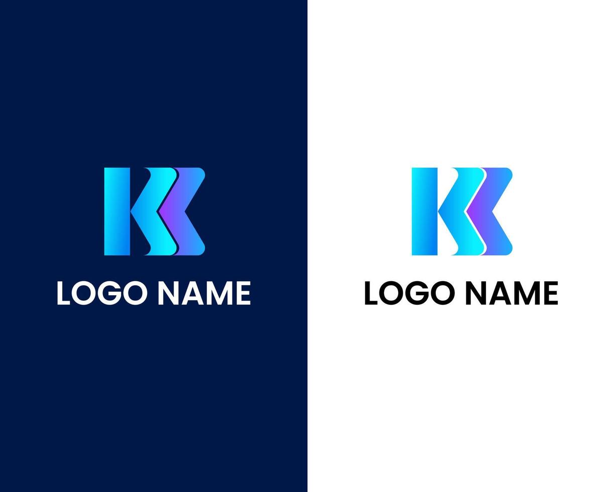 letter k and m modern logo design template vector