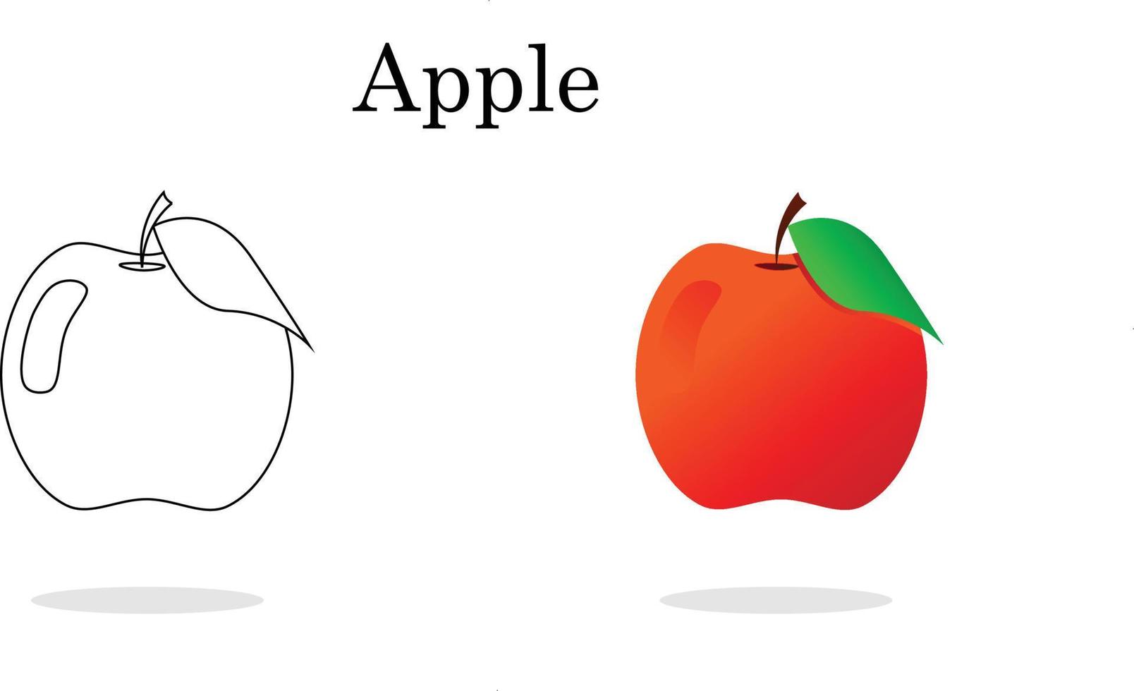 arte de línea de manzana color menos manzana para el arte de ilustración vectorial de niños en edad preescolar. vector