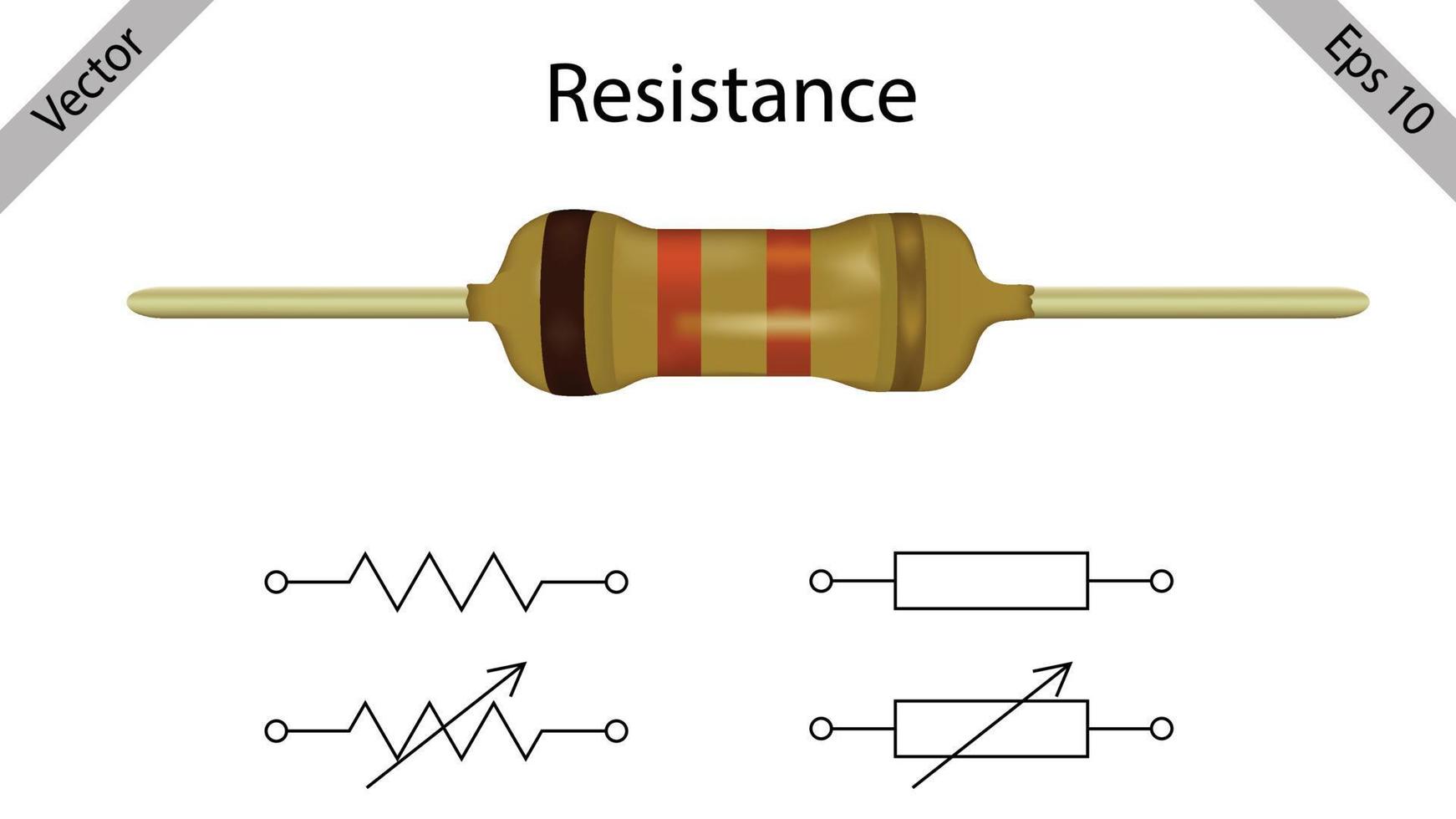 resistencia aislada vector de parte eléctrica vector de resistencia, símbolo electrónico de resistencia.
