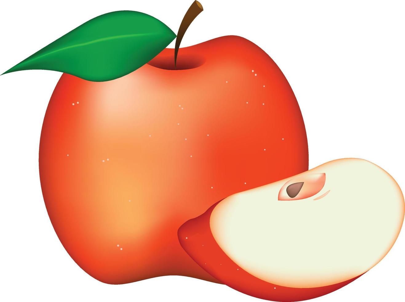 manzanas rojas realistas aisladas en el arte del icono del vector de fondo blanco.