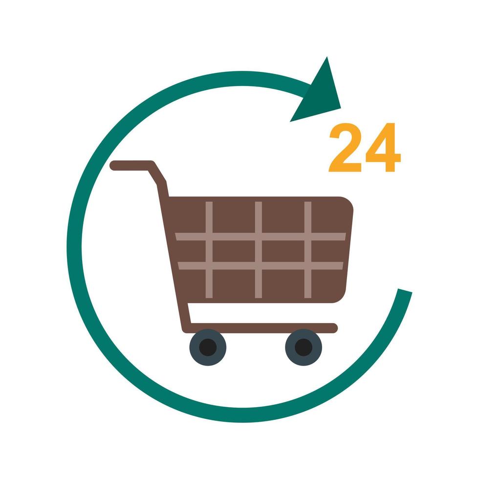 24 Hour Shopping Line Icon vector