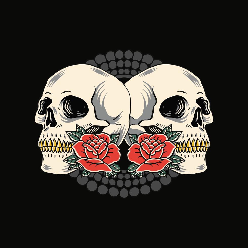 skull with flower illustration vector