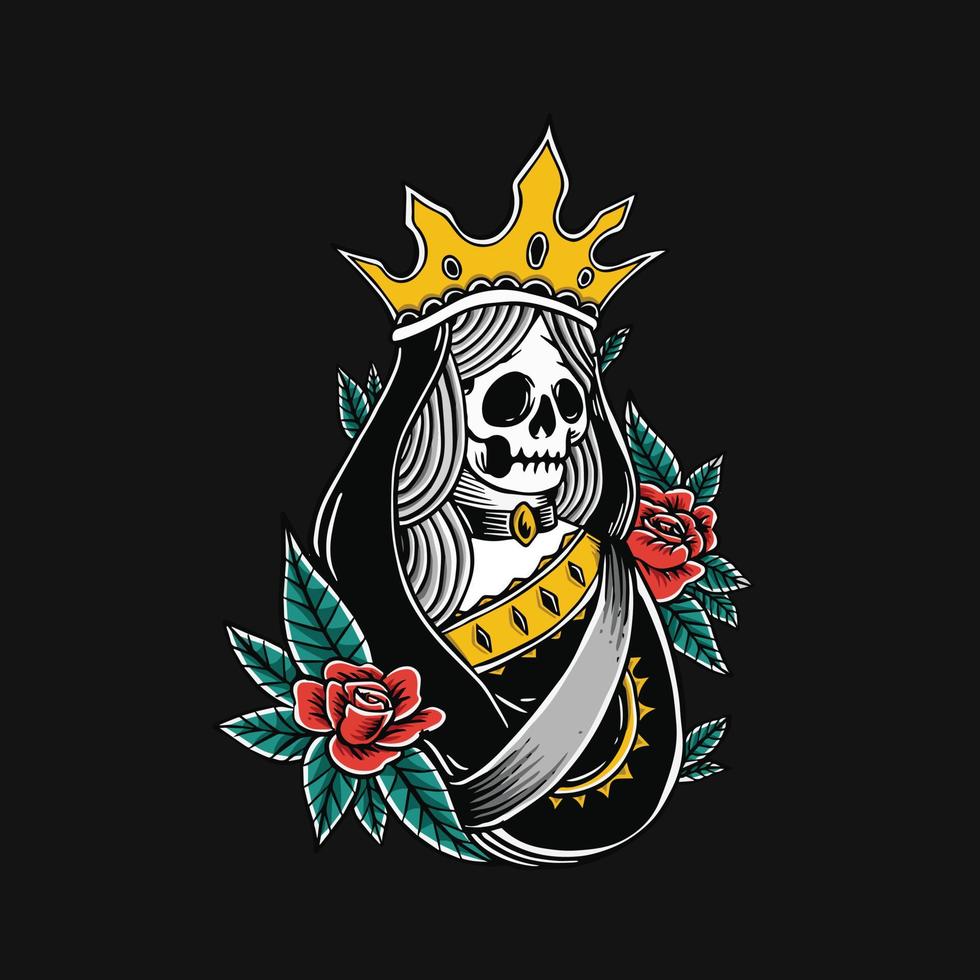 queen skull illustration vector