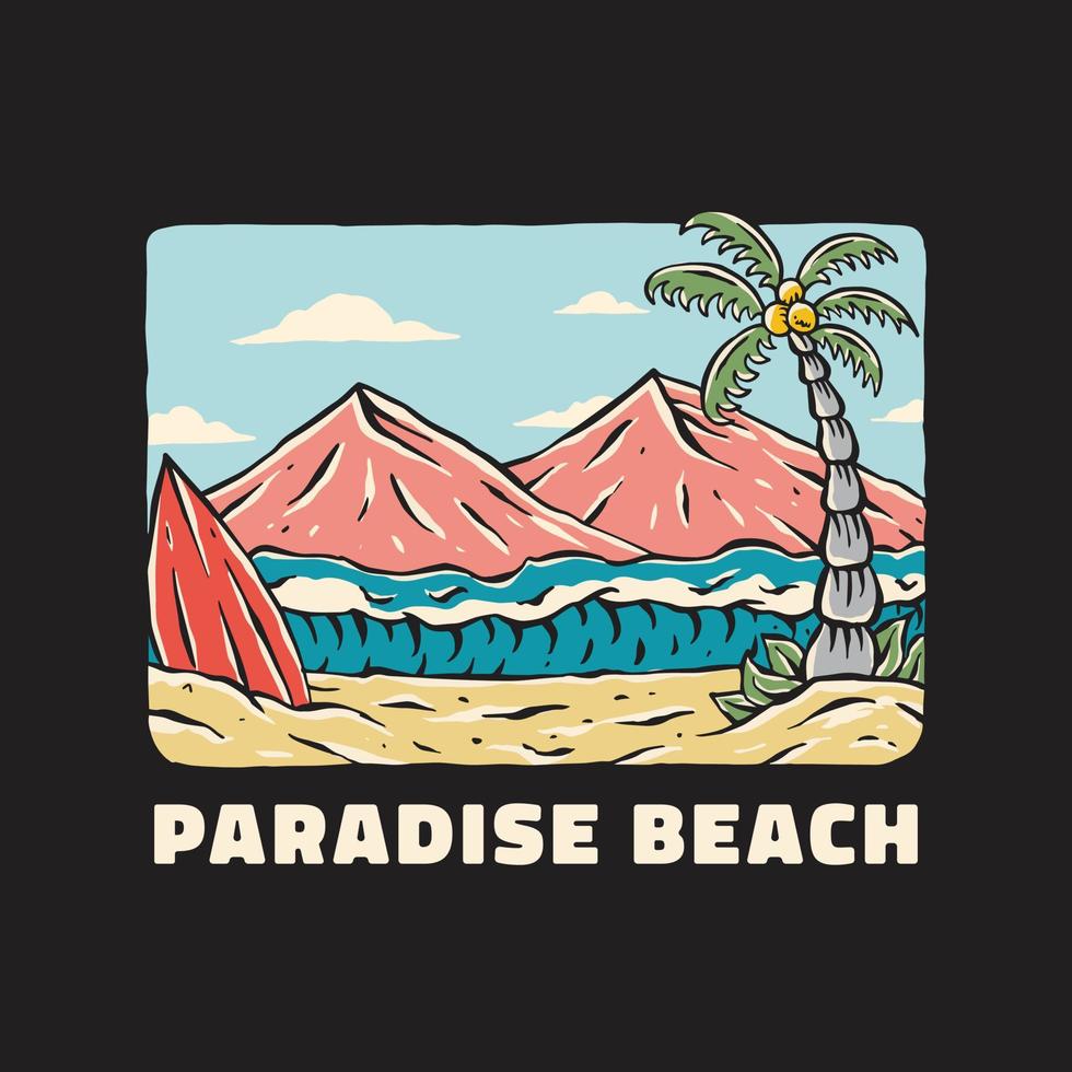 paradise beach surf illustration vector