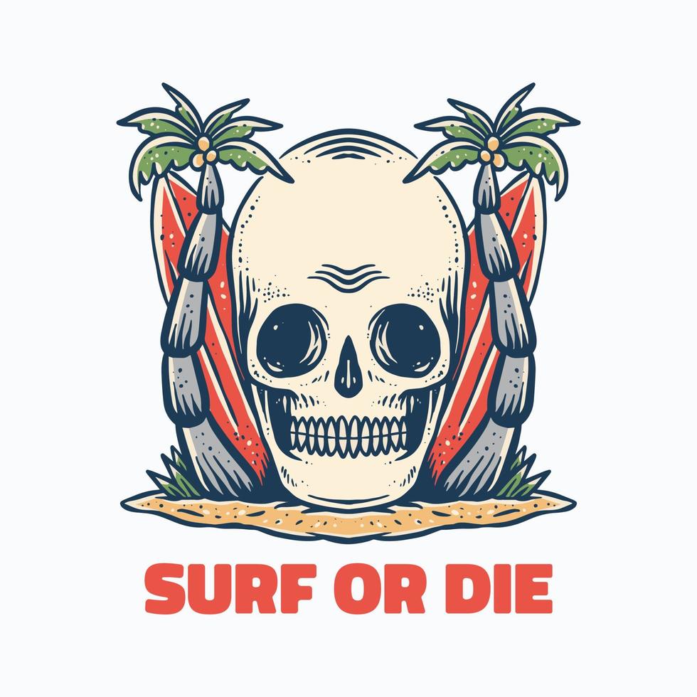 ilustración de surf de calavera vector