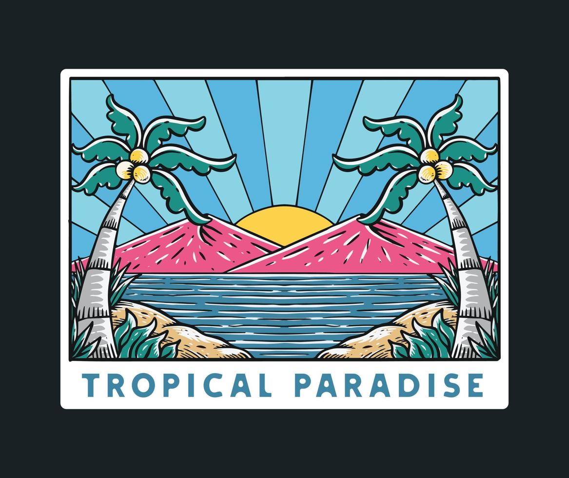 tropical paradise illustration vector
