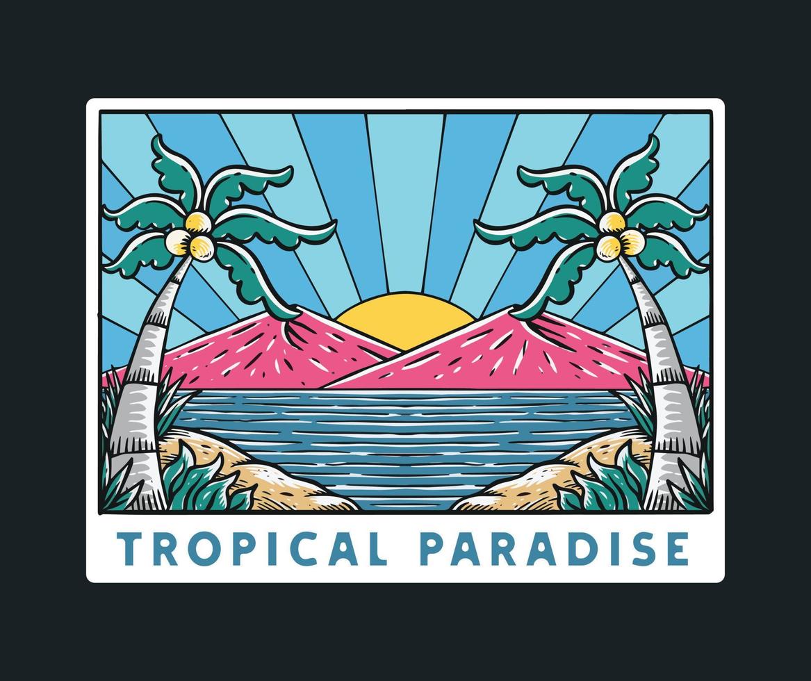 ilustración de paraíso tropical vector