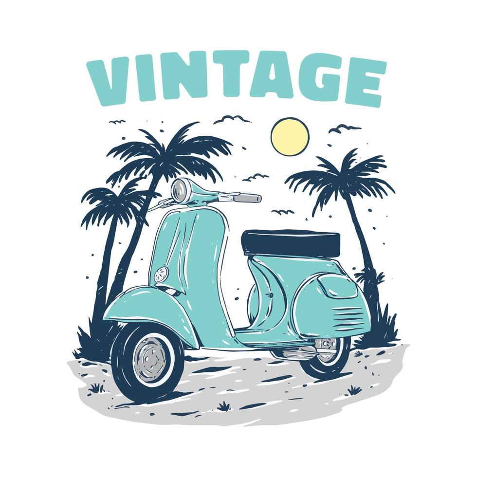 ilustración vintage de scooter para camiseta o estampado vector