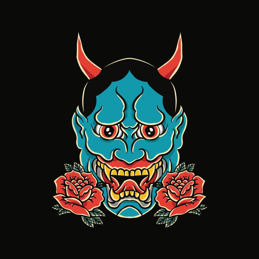 japanese mask devil illustration vector