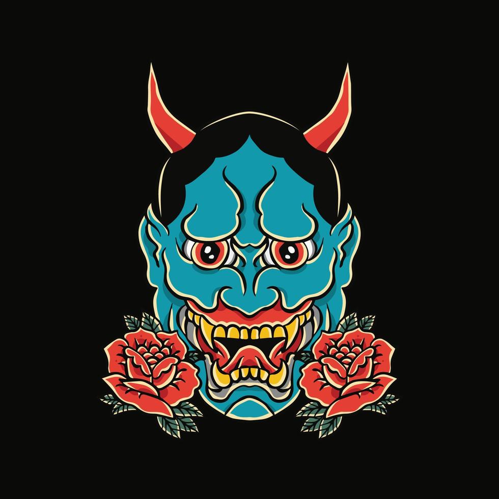 japanese mask devil illustration vector