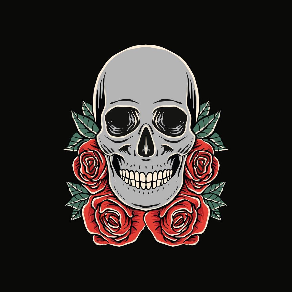 skull with flower illustration vector