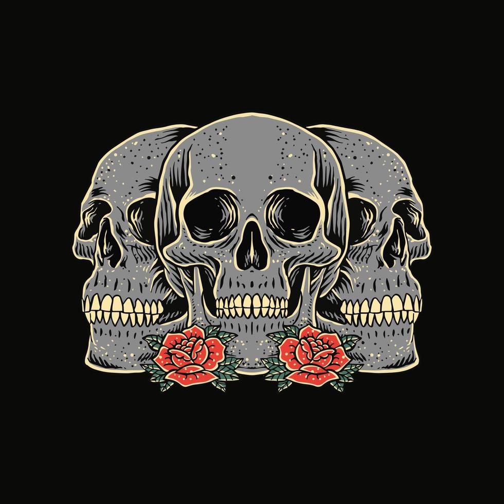 skull with flower illustration vector