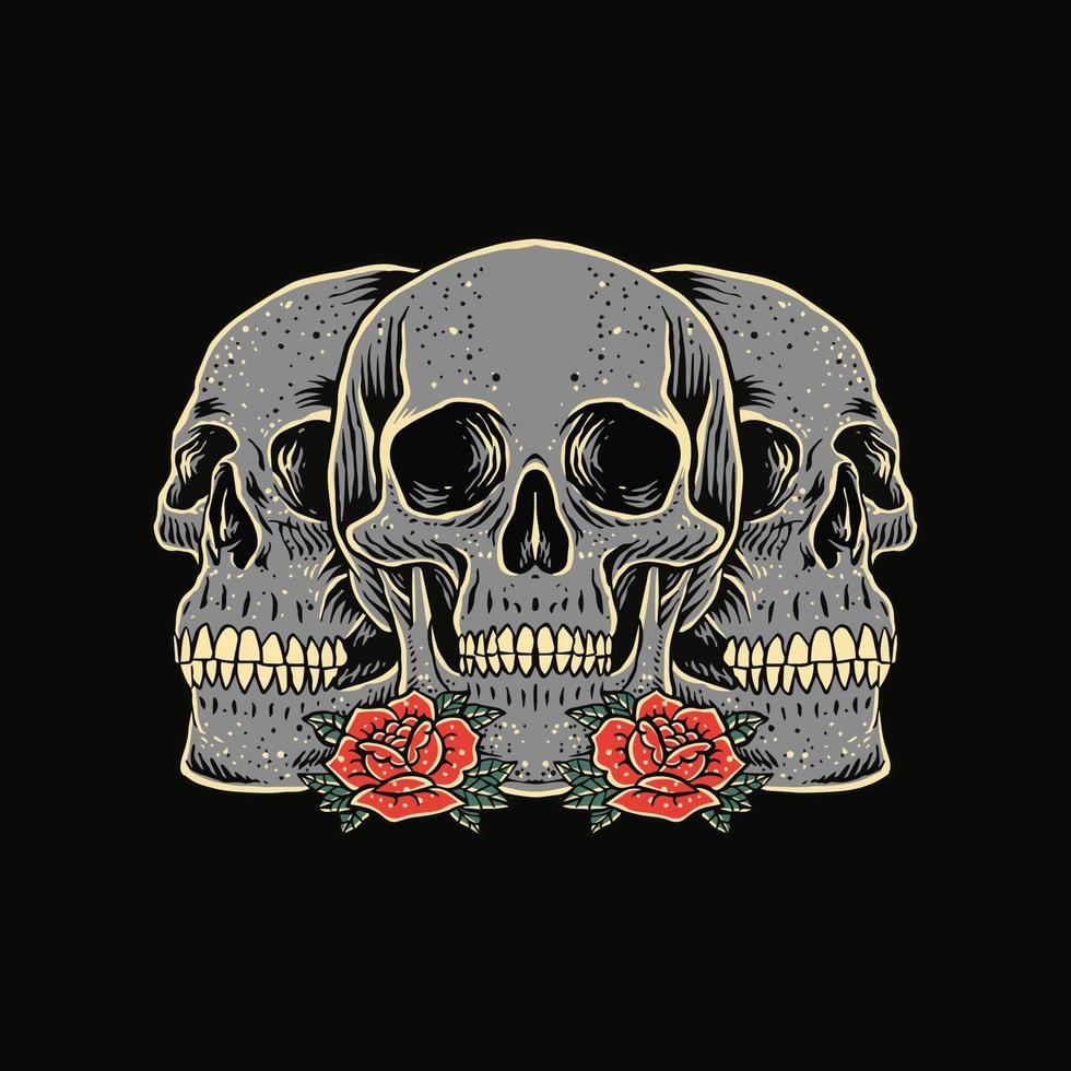 skull with flower illustration vector