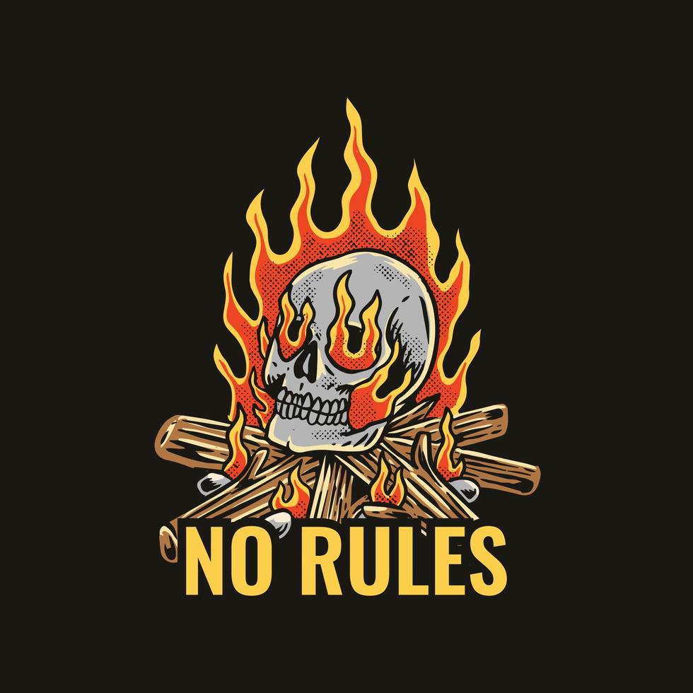 burning skull illustration vector
