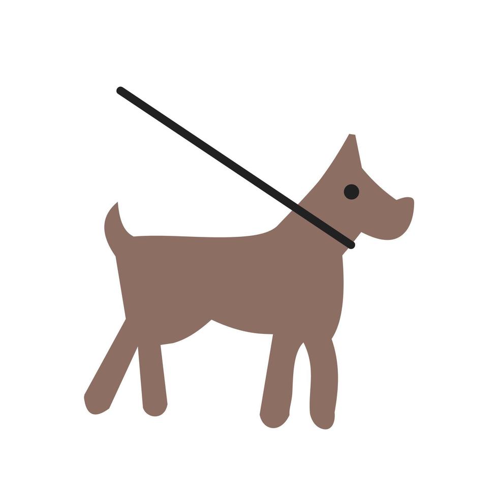 Dog on Leash Line Icon vector