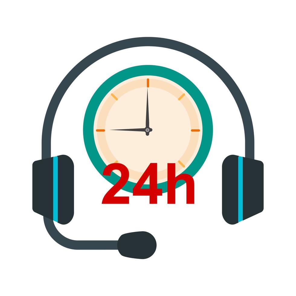 icono de línea de soporte de 24 horas vector