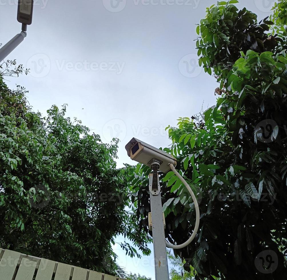 CCTV tool on blue sky background, Equipment for security systems with copy space photo