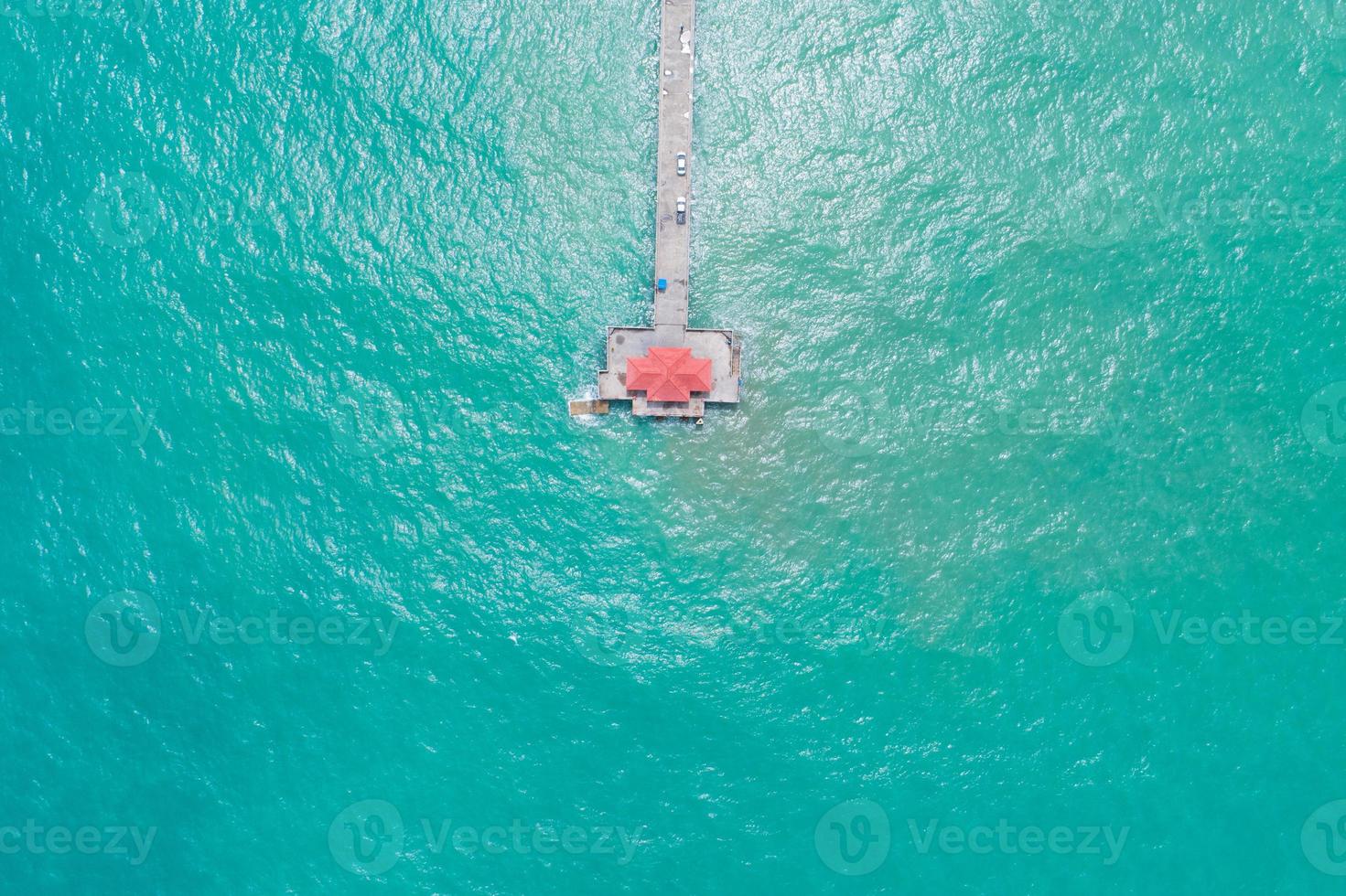 Amazing small bridge in to the summer sea High angle view Beautiful sea surface in sunny day Beautiful seascape nature landscape photo