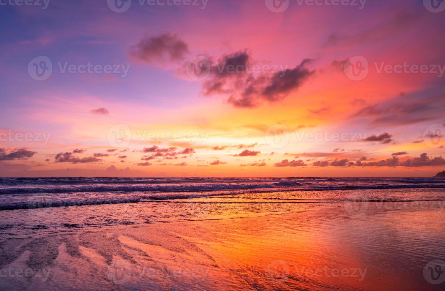 Sunset or sunrise sky clouds over sea sunlight in Phuket Thailand Amazing nature landscape seascape Colorful sky photo