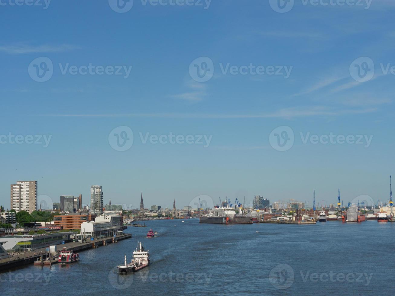 The city of Hamburg and the elbe river photo