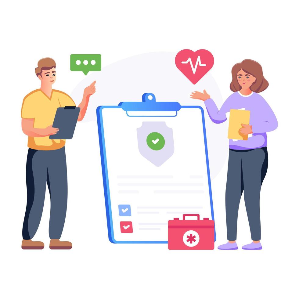 A handy flat illustration of healthcare insurance vector