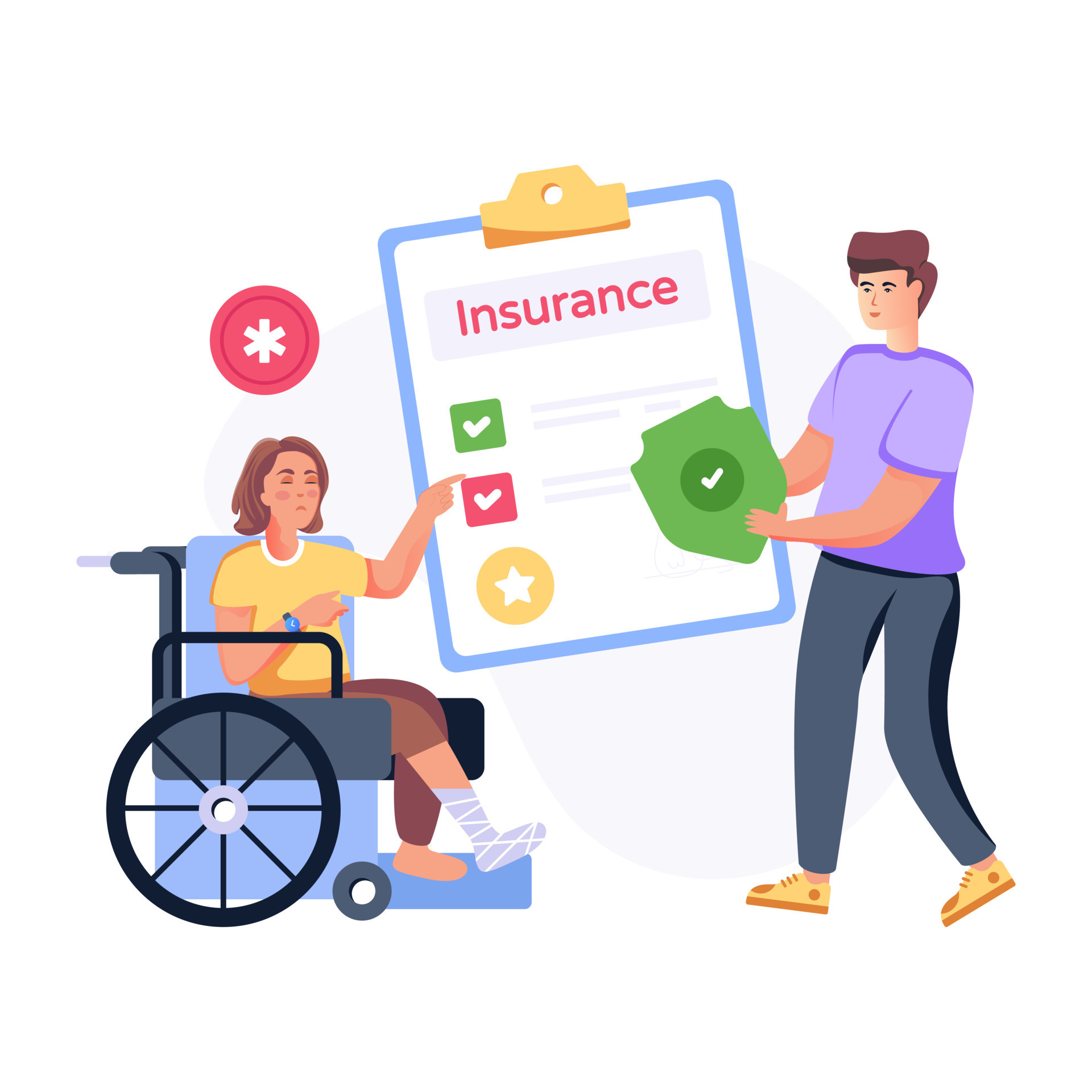 A handy flat illustration of disability insurance 8113038 Vector Art at