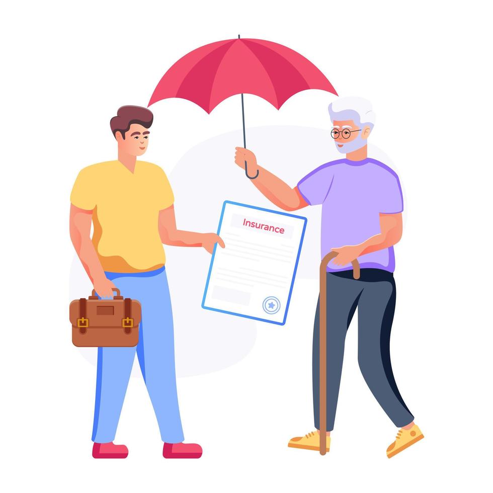 Unique flat illustration of elderly insurance vector